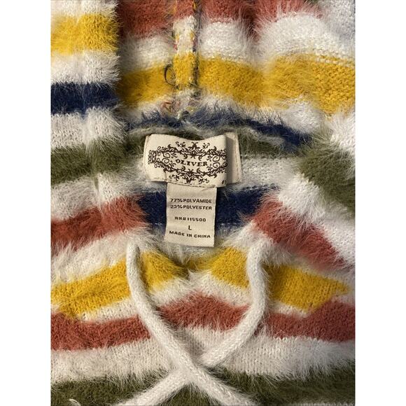Anthropologie Oliver Striped Soft Multicolor Hooded Sweater L - Picture 5 of 6